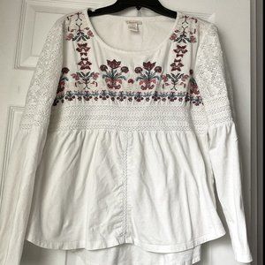 COPY - Sundance  Embroidered Floral Long Sleeve Ivory Lace